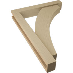 Ekena Millwork - BKTUR0352X22X30THR05RCPR - Timberthane Faux Wood Thorton Style Bracket w/ Offset Brace, Block Ends, 3 1/2"W x 22"D x 30"H, Primed Tan