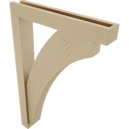 Ekena Millwork - BKTUR0352X22X34THR05RCPR - Timberthane Faux Wood Thorton Style Bracket w/ Offset Brace, Block Ends, 3 1/2"W x 22"D x 34"H, Primed Tan