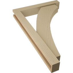 Ekena Millwork - BKTUR0352X22X34THR05RCPR - Timberthane Faux Wood Thorton Style Bracket w/ Offset Brace, Block Ends, 3 1/2"W x 22"D x 34"H, Primed Tan