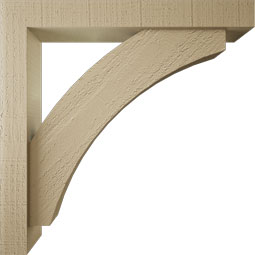 Ekena Millwork - BKTUR0352X24X24THR05RCPR - Timberthane Faux Wood Thorton Style Bracket w/ Offset Brace, Block Ends, 3 1/2"W x 24"D x 24"H, Primed Tan