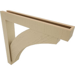 Ekena Millwork - BKTUR0352X24X24THR05RCPR - Timberthane Faux Wood Thorton Style Bracket w/ Offset Brace, Block Ends, 3 1/2"W x 24"D x 24"H, Primed Tan
