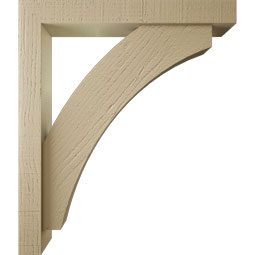 Ekena Millwork - BKTUR0352X24X28THR05RCPR - Timberthane Faux Wood Thorton Style Bracket w/ Offset Brace, Block Ends, 3 1/2"W x 24"D x 28"H, Primed Tan