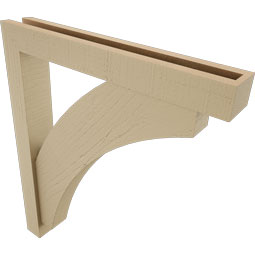 Ekena Millwork - BKTUR0352X24X28THR05RCPR - Timberthane Faux Wood Thorton Style Bracket w/ Offset Brace, Block Ends, 3 1/2"W x 24"D x 28"H, Primed Tan