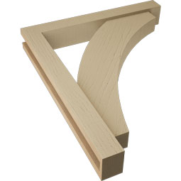 Ekena Millwork - BKTUR0352X24X28THR05RCPR - Timberthane Faux Wood Thorton Style Bracket w/ Offset Brace, Block Ends, 3 1/2"W x 24"D x 28"H, Primed Tan