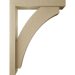 Ekena Millwork - BKTUR0352X24X32THR05RCPR - Timberthane Faux Wood Thorton Style Bracket w/ Offset Brace, Block Ends, 3 1/2"W x 24"D x 32"H, Primed Tan