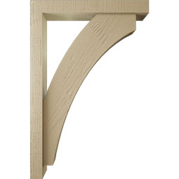 Ekena Millwork - BKTUR0352X24X36THR05RCPR - Timberthane Faux Wood Thorton Style Bracket w/ Offset Brace, Block Ends, 3 1/2"W x 24"D x 36"H, Primed Tan