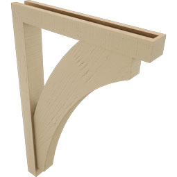 Ekena Millwork - BKTUR0352X24X36THR05RCPR - Timberthane Faux Wood Thorton Style Bracket w/ Offset Brace, Block Ends, 3 1/2"W x 24"D x 36"H, Primed Tan