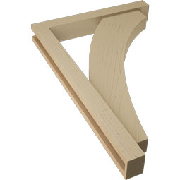 Ekena Millwork - BKTUR0352X24X36THR05RCPR - Timberthane Faux Wood Thorton Style Bracket w/ Offset Brace, Block Ends, 3 1/2"W x 24"D x 36"H, Primed Tan