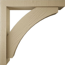 Ekena Millwork - BKTUR0352X26X26THR05RCPR - Timberthane Faux Wood Thorton Style Bracket w/ Offset Brace, Block Ends, 3 1/2"W x 26"D x 26"H, Primed Tan