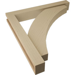 Ekena Millwork - BKTUR0352X26X26THR05RCPR - Timberthane Faux Wood Thorton Style Bracket w/ Offset Brace, Block Ends, 3 1/2"W x 26"D x 26"H, Primed Tan