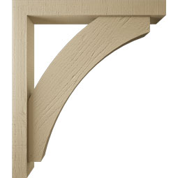 Ekena Millwork - BKTUR0352X26X30THR05RCPR - Timberthane Faux Wood Thorton Style Bracket w/ Offset Brace, Block Ends, 3 1/2"W x 26"D x 30"H, Primed Tan