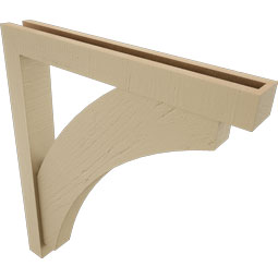 Ekena Millwork - BKTUR0352X26X30THR05RCPR - Timberthane Faux Wood Thorton Style Bracket w/ Offset Brace, Block Ends, 3 1/2"W x 26"D x 30"H, Primed Tan