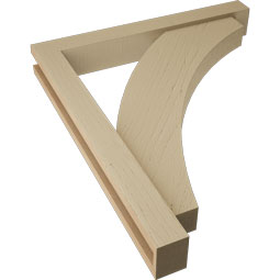 Ekena Millwork - BKTUR0352X26X30THR05RCPR - Timberthane Faux Wood Thorton Style Bracket w/ Offset Brace, Block Ends, 3 1/2"W x 26"D x 30"H, Primed Tan