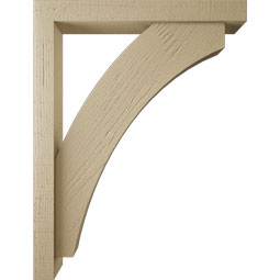 Ekena Millwork - BKTUR0352X26X34THR05RCPR - Timberthane Faux Wood Thorton Style Bracket w/ Offset Brace, Block Ends, 3 1/2"W x 26"D x 34"H, Primed Tan