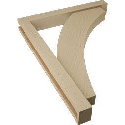 Ekena Millwork - BKTUR0352X26X34THR05RCPR - Timberthane Faux Wood Thorton Style Bracket w/ Offset Brace, Block Ends, 3 1/2"W x 26"D x 34"H, Primed Tan