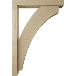 Ekena Millwork - BKTUR0352X26X38THR05RCPR - Timberthane Faux Wood Thorton Style Bracket w/ Offset Brace, Block Ends, 3 1/2"W x 26"D x 38"H, Primed Tan