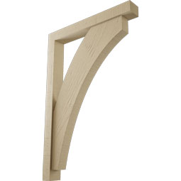 Ekena Millwork - BKTUR0352X26X38THR05RCPR - Timberthane Faux Wood Thorton Style Bracket w/ Offset Brace, Block Ends, 3 1/2"W x 26"D x 38"H, Primed Tan