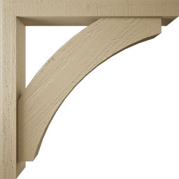 Ekena Millwork - BKTUR0352X28X28THR05RCPR - Timberthane Faux Wood Thorton Style Bracket w/ Offset Brace, Block Ends, 3 1/2"W x 28"D x 28"H, Primed Tan