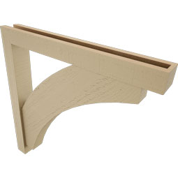 Ekena Millwork - BKTUR0352X28X28THR05RCPR - Timberthane Faux Wood Thorton Style Bracket w/ Offset Brace, Block Ends, 3 1/2"W x 28"D x 28"H, Primed Tan