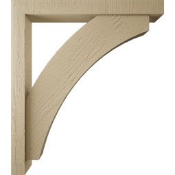 Ekena Millwork - BKTUR0352X28X32THR05RCPR - Timberthane Faux Wood Thorton Style Bracket w/ Offset Brace, Block Ends, 3 1/2"W x 28"D x 32"H, Primed Tan