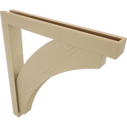 Ekena Millwork - BKTUR0352X28X32THR05RCPR - Timberthane Faux Wood Thorton Style Bracket w/ Offset Brace, Block Ends, 3 1/2"W x 28"D x 32"H, Primed Tan