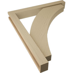 Ekena Millwork - BKTUR0352X28X32THR05RCPR - Timberthane Faux Wood Thorton Style Bracket w/ Offset Brace, Block Ends, 3 1/2"W x 28"D x 32"H, Primed Tan