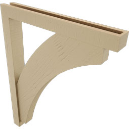 Ekena Millwork - BKTUR0352X28X36THR05RCPR - Timberthane Faux Wood Thorton Style Bracket w/ Offset Brace, Block Ends, 3 1/2"W x 28"D x 36"H, Primed Tan