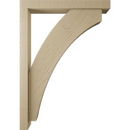 Ekena Millwork - BKTUR0352X28X40THR05RCPR - Timberthane Faux Wood Thorton Style Bracket w/ Offset Brace, Block Ends, 3 1/2"W x 28"D x 40"H, Primed Tan