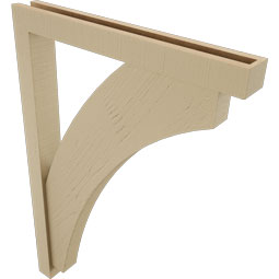 Ekena Millwork - BKTUR0352X28X40THR05RCPR - Timberthane Faux Wood Thorton Style Bracket w/ Offset Brace, Block Ends, 3 1/2"W x 28"D x 40"H, Primed Tan