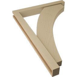 Ekena Millwork - BKTUR0352X28X40THR05RCPR - Timberthane Faux Wood Thorton Style Bracket w/ Offset Brace, Block Ends, 3 1/2"W x 28"D x 40"H, Primed Tan
