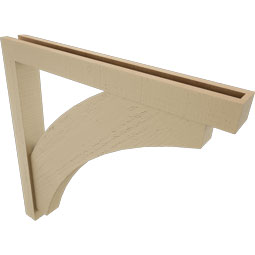 Ekena Millwork - BKTUR0352X30X30THR05RCPR - Timberthane Faux Wood Thorton Style Bracket w/ Offset Brace, Block Ends, 3 1/2"W x 30"D x 30"H, Primed Tan