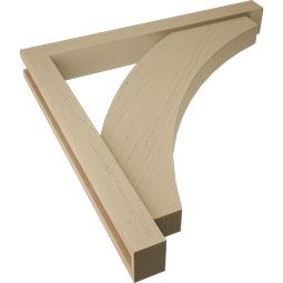 Ekena Millwork - BKTUR0352X30X30THR05RCPR - Timberthane Faux Wood Thorton Style Bracket w/ Offset Brace, Block Ends, 3 1/2"W x 30"D x 30"H, Primed Tan