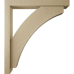 Ekena Millwork - BKTUR0352X30X34THR05RCPR - Timberthane Faux Wood Thorton Style Bracket w/ Offset Brace, Block Ends, 3 1/2"W x 30"D x 34"H, Primed Tan