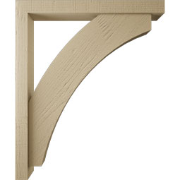 Ekena Millwork - BKTUR0352X30X36THR05RCPR - Timberthane Faux Wood Thorton Style Bracket w/ Offset Brace, Block Ends, 3 1/2"W x 30"D x 36"H, Primed Tan