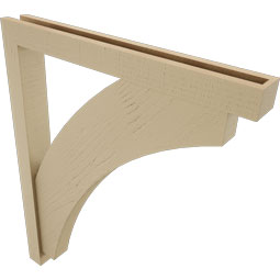 Ekena Millwork - BKTUR0352X30X36THR05RCPR - Timberthane Faux Wood Thorton Style Bracket w/ Offset Brace, Block Ends, 3 1/2"W x 30"D x 36"H, Primed Tan