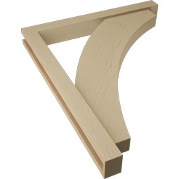 Ekena Millwork - BKTUR0352X30X36THR05RCPR - Timberthane Faux Wood Thorton Style Bracket w/ Offset Brace, Block Ends, 3 1/2"W x 30"D x 36"H, Primed Tan