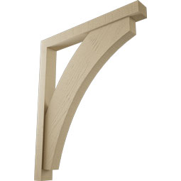 Ekena Millwork - BKTUR0352X30X36THR05RCPR - Timberthane Faux Wood Thorton Style Bracket w/ Offset Brace, Block Ends, 3 1/2"W x 30"D x 36"H, Primed Tan