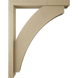 Ekena Millwork - BKTUR0352X30X38THR05RCPR - Timberthane Faux Wood Thorton Style Bracket w/ Offset Brace, Block Ends, 3 1/2"W x 30"D x 38"H, Primed Tan