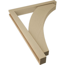 Ekena Millwork - BKTUR0352X30X38THR05RCPR - Timberthane Faux Wood Thorton Style Bracket w/ Offset Brace, Block Ends, 3 1/2"W x 30"D x 38"H, Primed Tan
