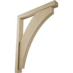 Ekena Millwork - BKTUR0352X30X38THR05RCPR - Timberthane Faux Wood Thorton Style Bracket w/ Offset Brace, Block Ends, 3 1/2"W x 30"D x 38"H, Primed Tan