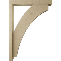 Ekena Millwork - BKTUR0352X30X42THR05RCPR - Timberthane Faux Wood Thorton Style Bracket w/ Offset Brace, Block Ends, 3 1/2"W x 30"D x 42"H, Primed Tan