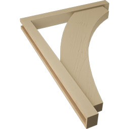 Ekena Millwork - BKTUR0352X30X42THR05RCPR - Timberthane Faux Wood Thorton Style Bracket w/ Offset Brace, Block Ends, 3 1/2"W x 30"D x 42"H, Primed Tan