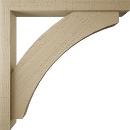 Ekena Millwork - BKTUR0352X32X32THR05RCPR - Timberthane Faux Wood Thorton Style Bracket w/ Offset Brace, Block Ends, 3 1/2"W x 32"D x 32"H, Primed Tan