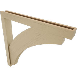 Ekena Millwork - BKTUR0352X32X32THR05RCPR - Timberthane Faux Wood Thorton Style Bracket w/ Offset Brace, Block Ends, 3 1/2"W x 32"D x 32"H, Primed Tan
