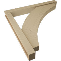 Ekena Millwork - BKTUR0352X32X32THR05RCPR - Timberthane Faux Wood Thorton Style Bracket w/ Offset Brace, Block Ends, 3 1/2"W x 32"D x 32"H, Primed Tan