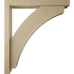 Ekena Millwork - BKTUR0352X32X36THR05RCPR - Timberthane Faux Wood Thorton Style Bracket w/ Offset Brace, Block Ends, 3 1/2"W x 32"D x 36"H, Primed Tan