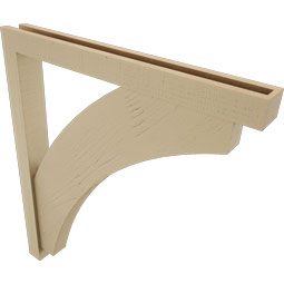 Ekena Millwork - BKTUR0352X32X36THR05RCPR - Timberthane Faux Wood Thorton Style Bracket w/ Offset Brace, Block Ends, 3 1/2"W x 32"D x 36"H, Primed Tan