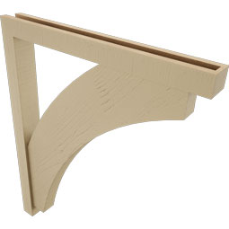 Ekena Millwork - BKTUR0352X32X38THR05RCPR - Timberthane Faux Wood Thorton Style Bracket w/ Offset Brace, Block Ends, 3 1/2"W x 32"D x 38"H, Primed Tan