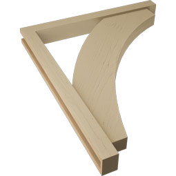 Ekena Millwork - BKTUR0352X32X38THR05RCPR - Timberthane Faux Wood Thorton Style Bracket w/ Offset Brace, Block Ends, 3 1/2"W x 32"D x 38"H, Primed Tan