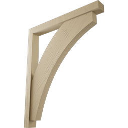 Ekena Millwork - BKTUR0352X32X38THR05RCPR - Timberthane Faux Wood Thorton Style Bracket w/ Offset Brace, Block Ends, 3 1/2"W x 32"D x 38"H, Primed Tan